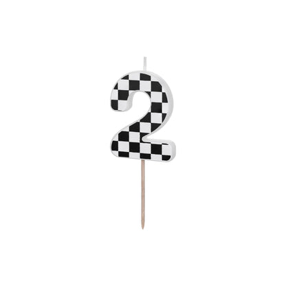 Checkered Fag Pattern Birthday Candle number 2
