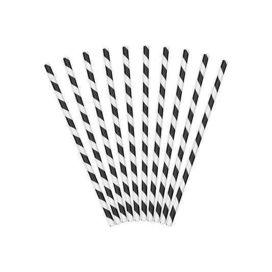 Black Striped Paper Straws