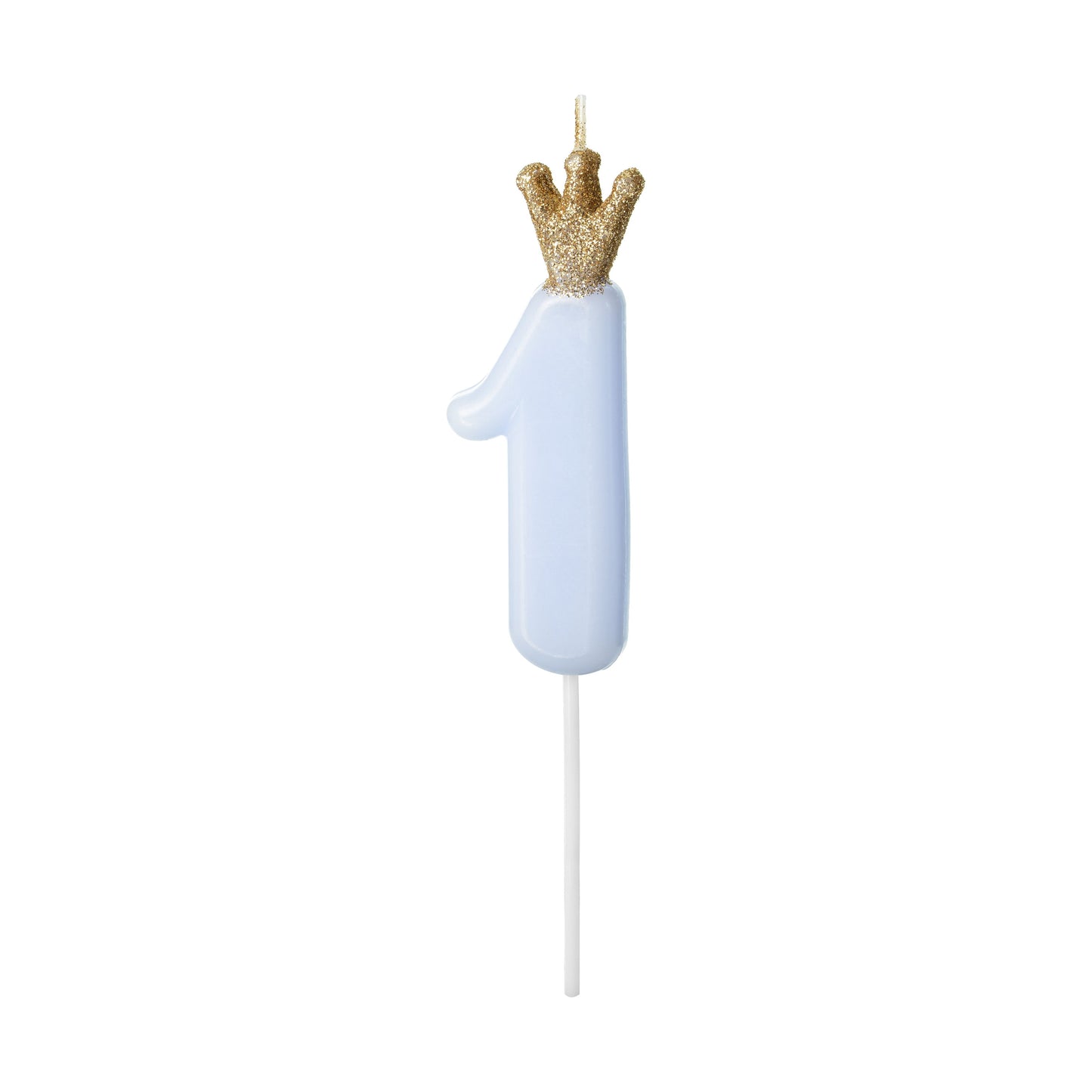 Blue Number 1 Candle with Gold Crown