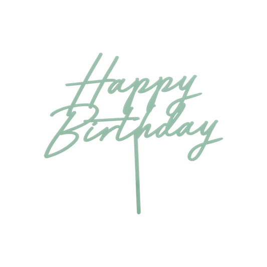 Happy Birthday Green Cake Topper