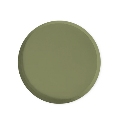 Green paper plate on a white background