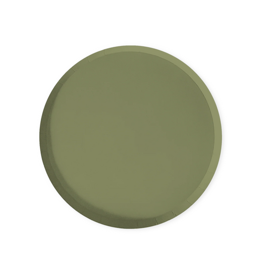 Green paper plate on a white background