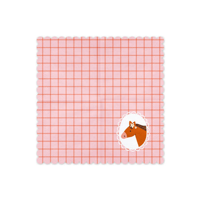 Pink horse napkins with floral design for kids party table
