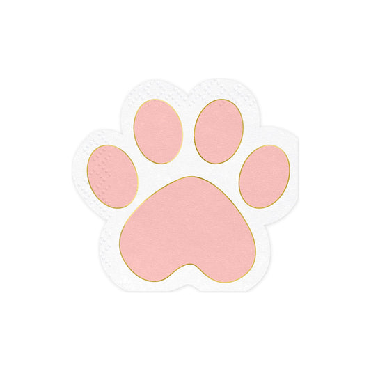 Cute napkins shaped like a pink paw print, perfect for animal-themed or kitty birthday parties.
