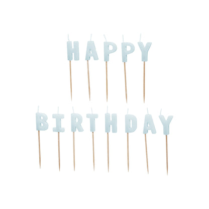 Light Blue Happy Birthday Candles