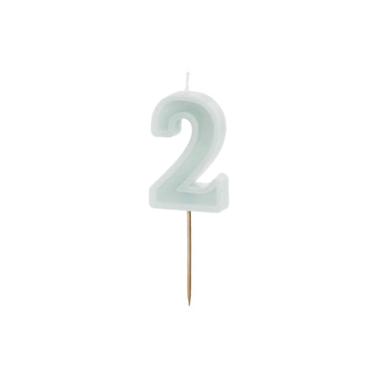 Light Mint Birthday Candle number 2