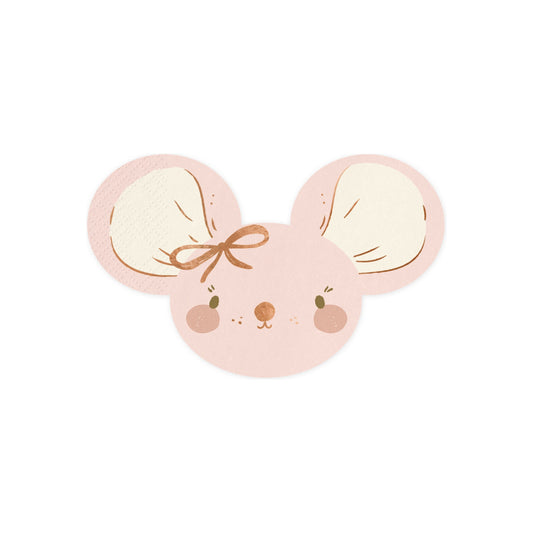 Pink mouse-shaped paper napkins – cute table accessory for Welcome to the World baby shower