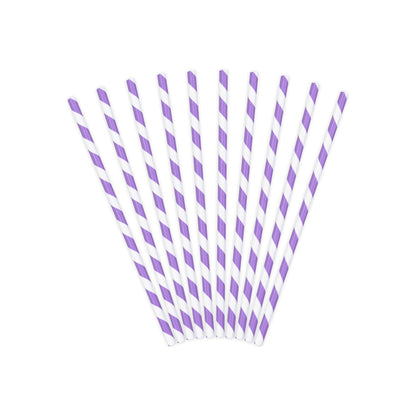 Lilac Striped Paper Straws