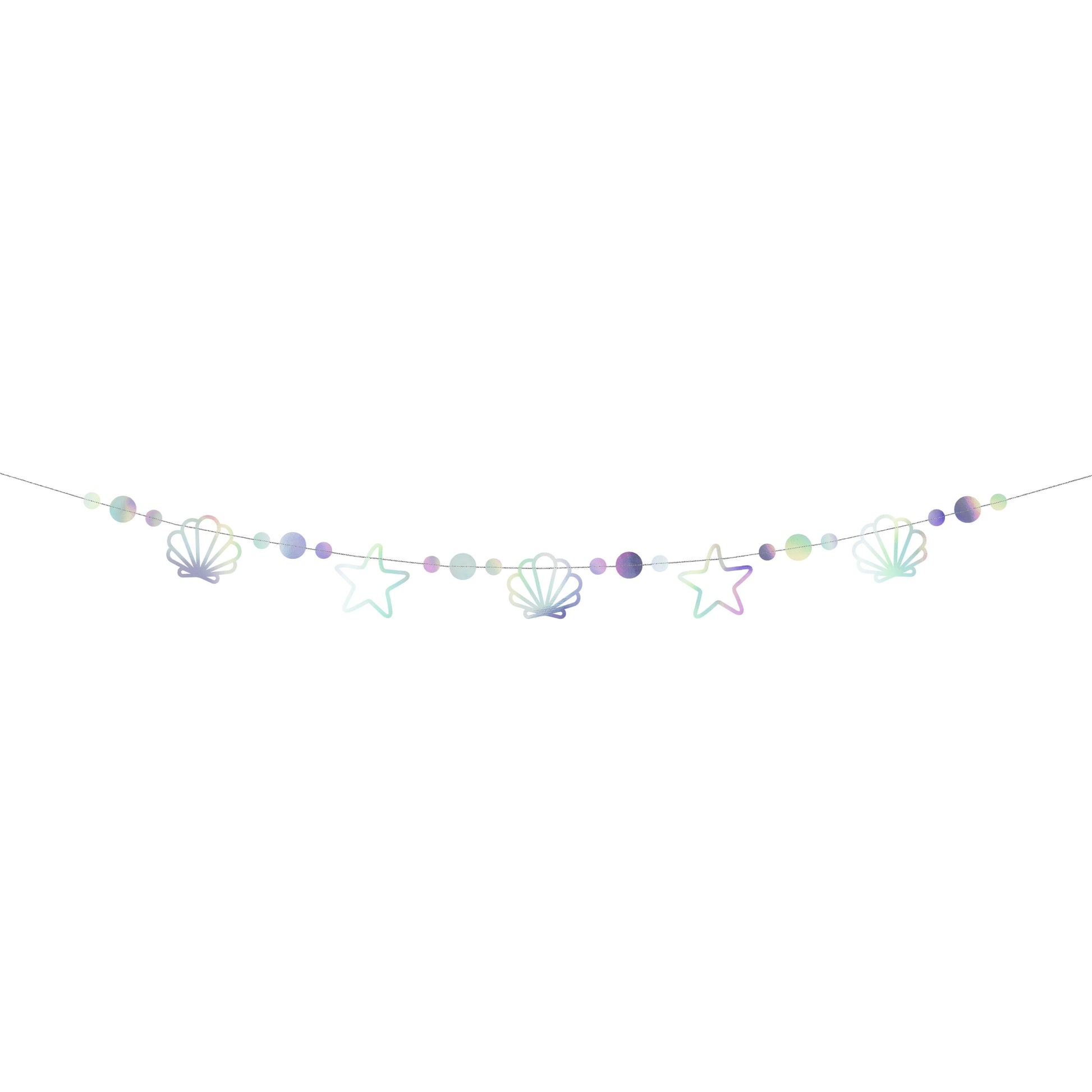 Pastel garland featuring seashell and star shapes — under the sea party banner.