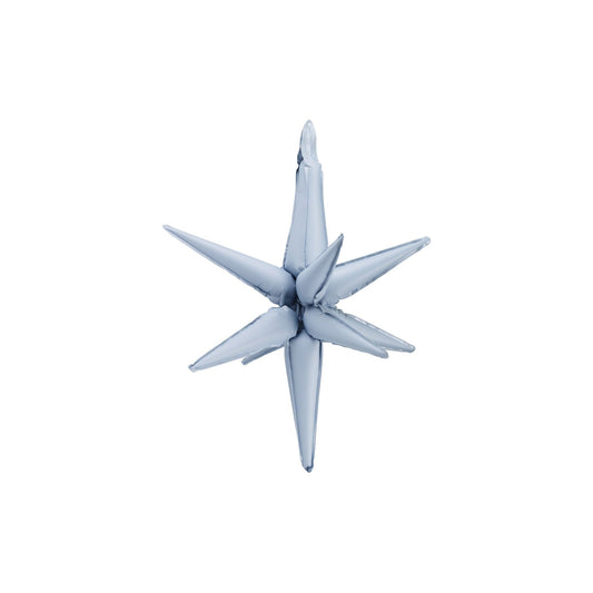 Misty blue 3D star foil balloon for space-themed party decor.