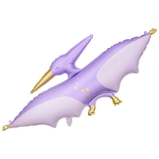 Purple Pterodactyl foil balloon for prehistoric kids party decorations