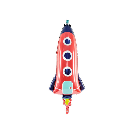 Red rocket foil balloon for space birthday or rocket party decor