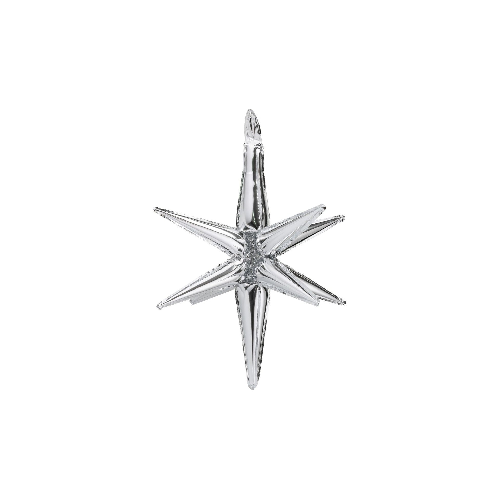 Silver 3D star foil balloon for galaxy or space birthday decorations