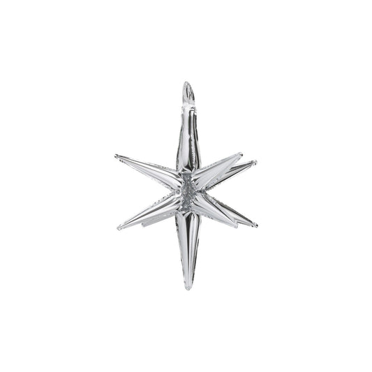 Silver 3D star foil balloon for galaxy or space birthday decorations
