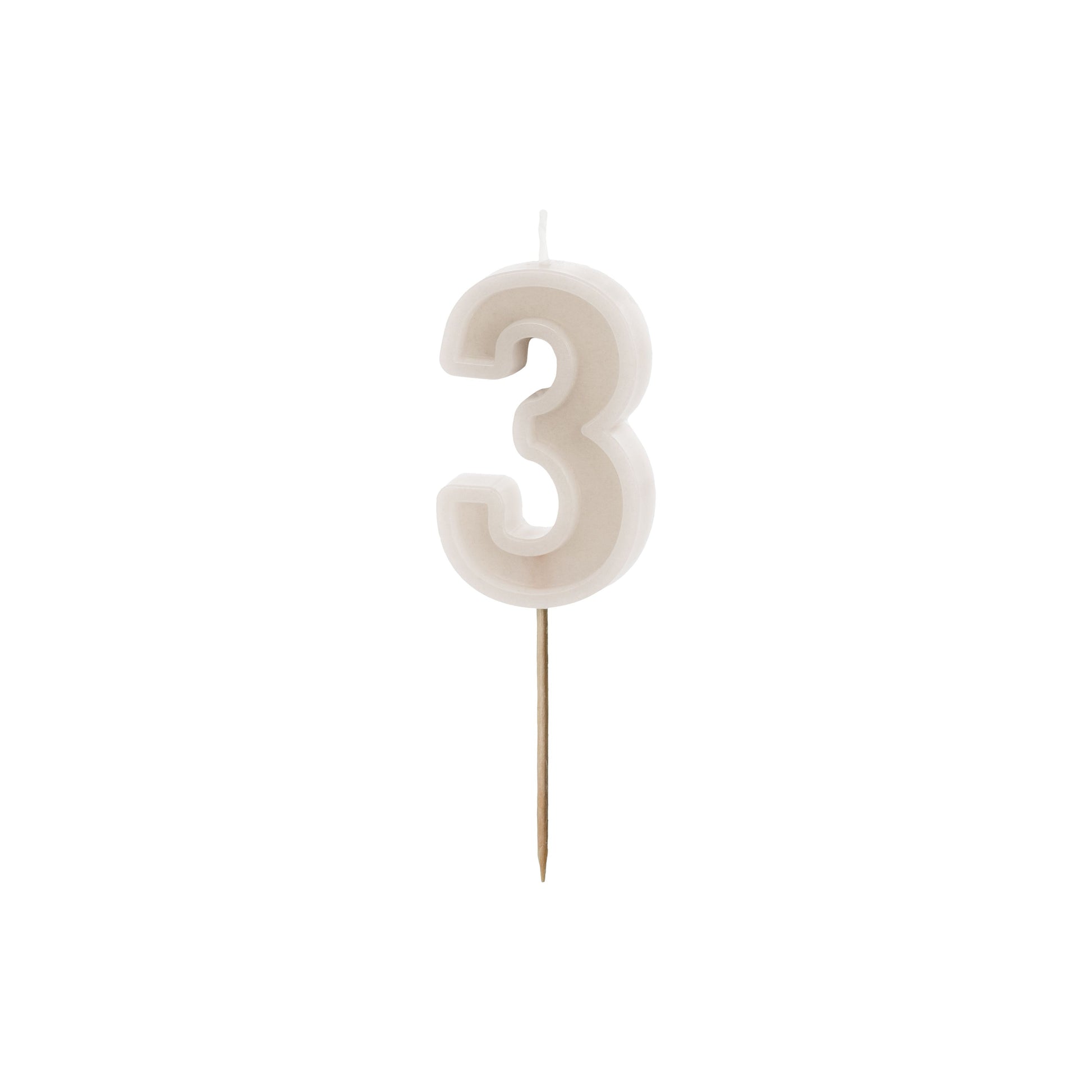 Warm Grey Birthday Candle number 3
